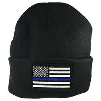 Thin Blue Line Flag Embroidered Beanie Thin Blue Line